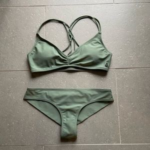 Volcom Knotted Woven Back Bikini Set